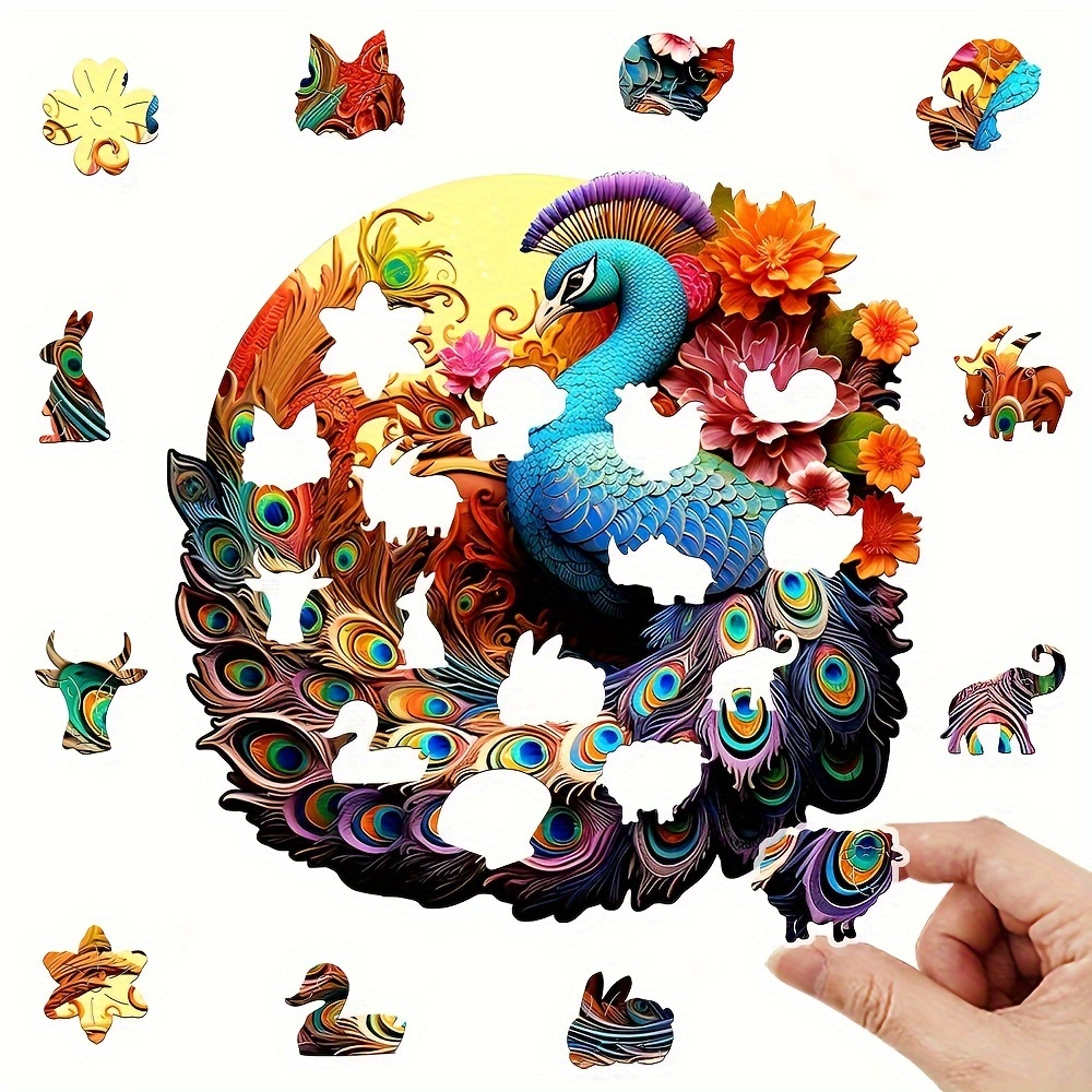 Colorful Peacock - Wooden Jigsaw Puzzle