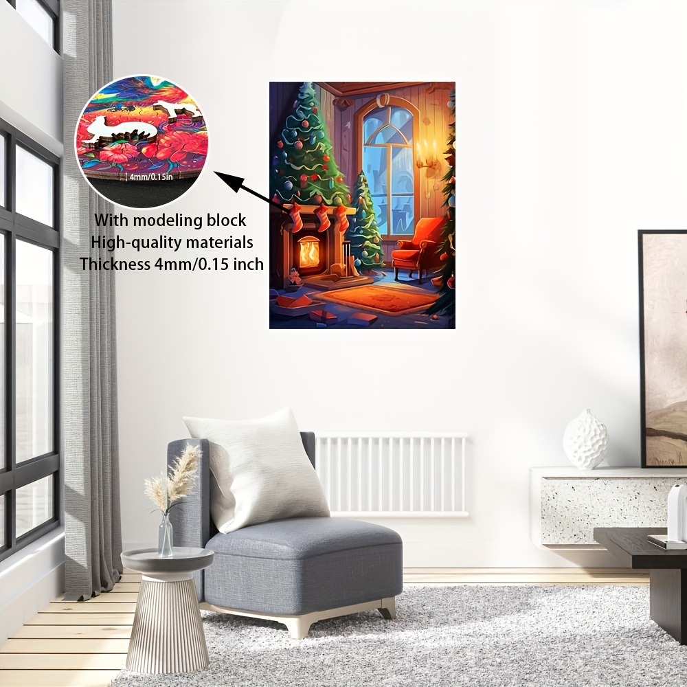 Fireplace Socks Christmas Tree - Wooden Jigsaw Puzzles