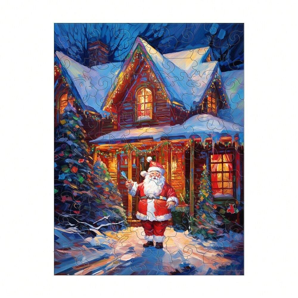 Winter House With Santa Claus - Wooden Jigsaw Puzzles