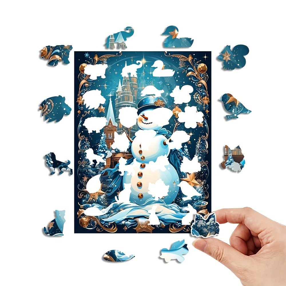 Snowman And Stars - Wooden Jigsaw Puzzles