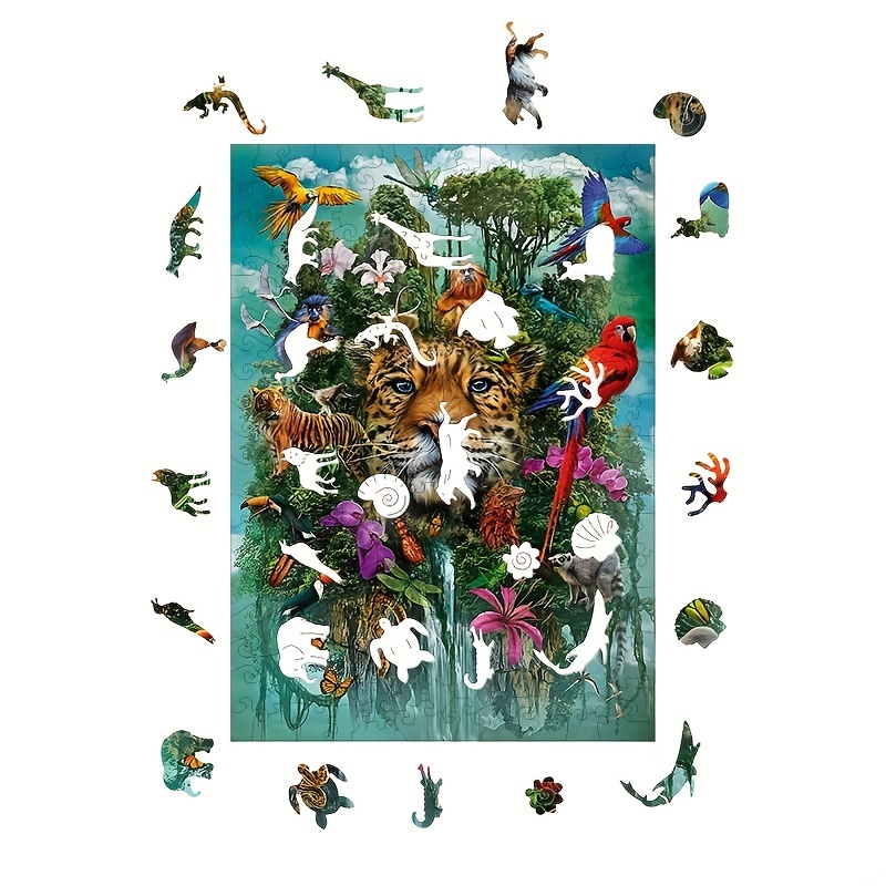Animals in the Jungle - Wooden Jigsaw Puzzle