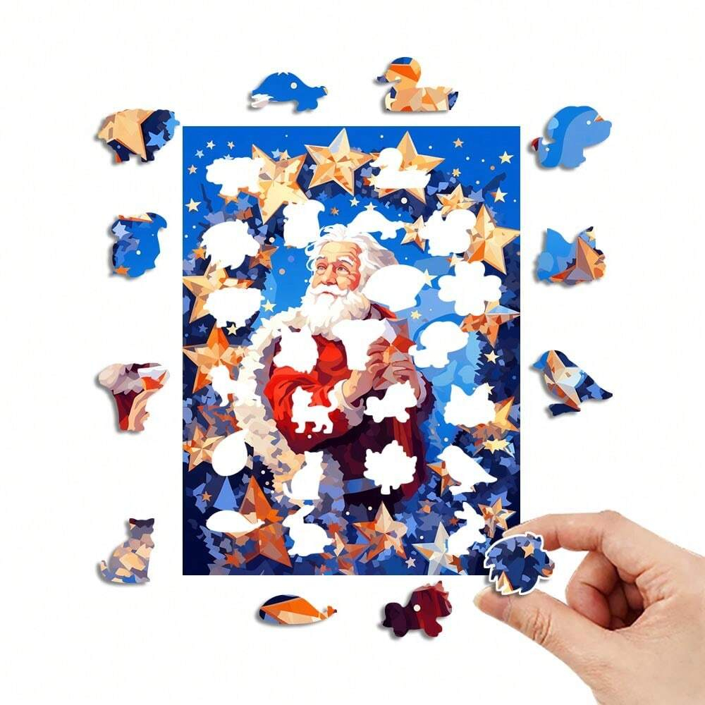 Santa Claus and Stars - Wooden Jigsaw Puzzles