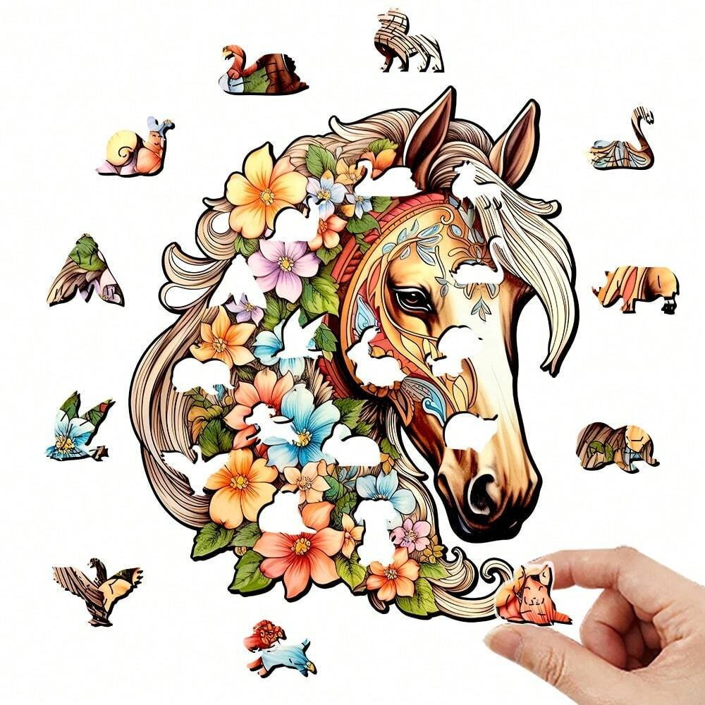 Flower With Horse - Wooden Jigsaw Puzzles