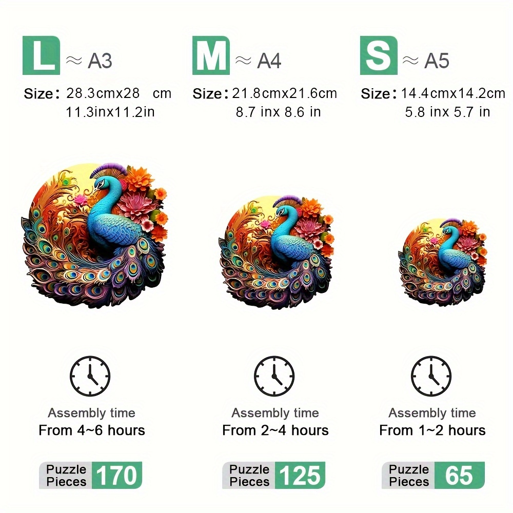 Colorful Peacock - Wooden Jigsaw Puzzle