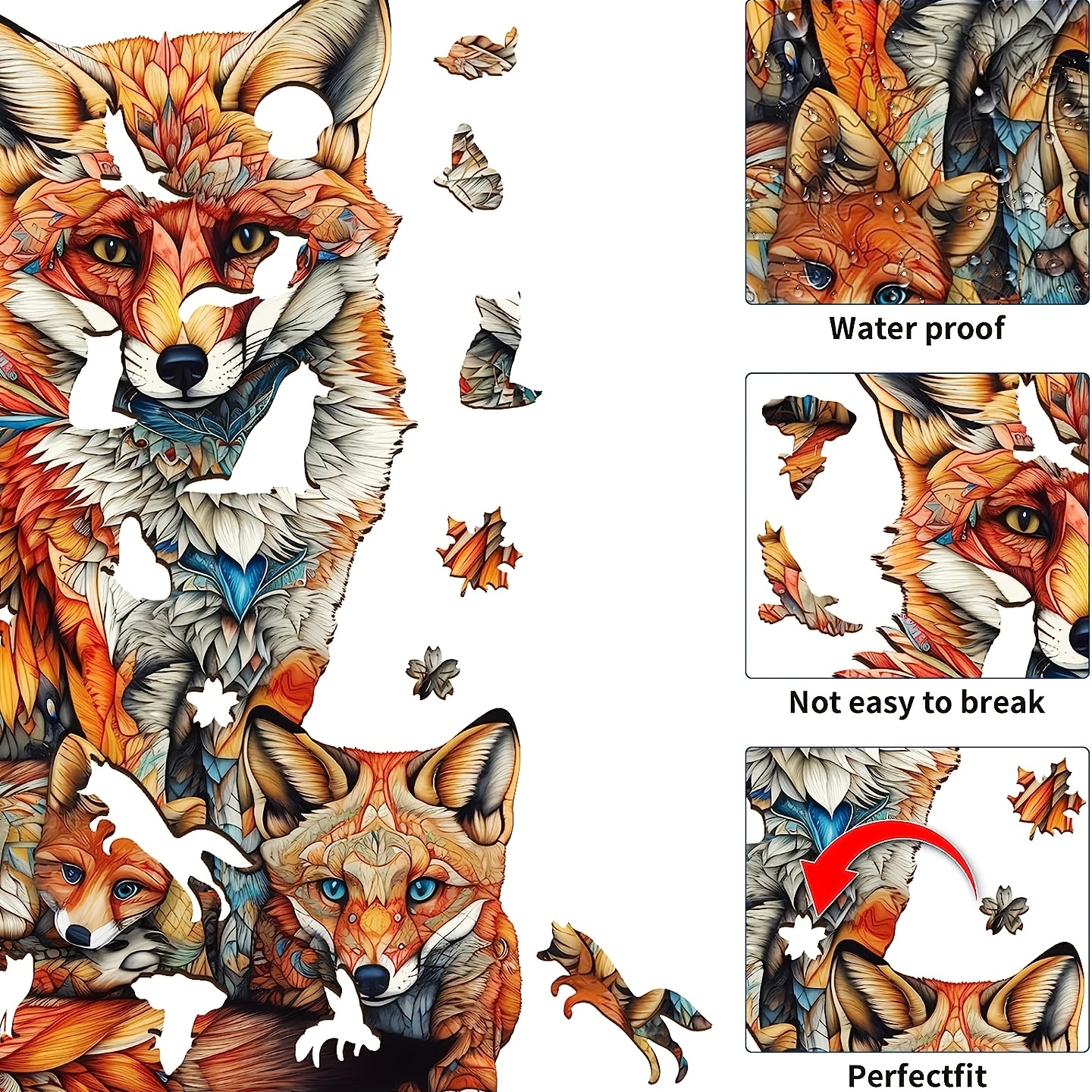 Warm Fox Family - Wooden Jigsaw Puzzle