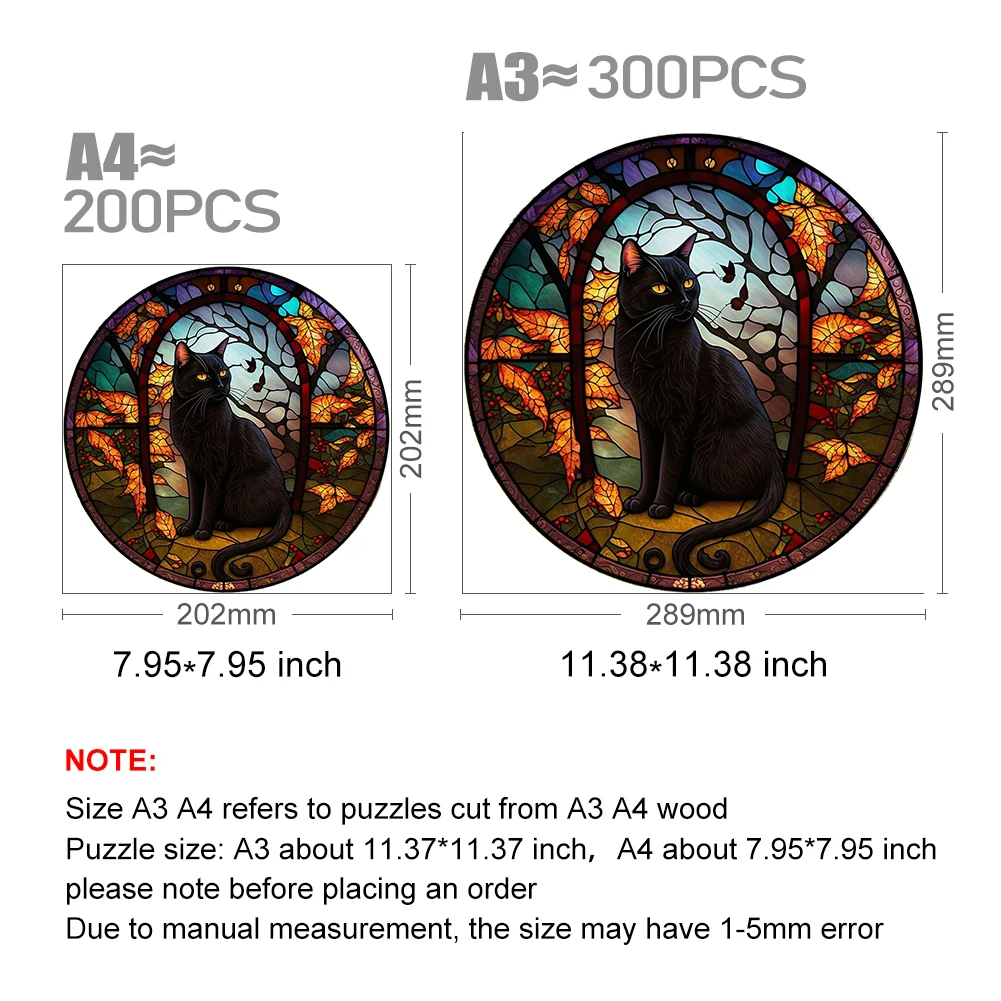 Mysterious Black Cat - Wooden Jigsaw Puzzle