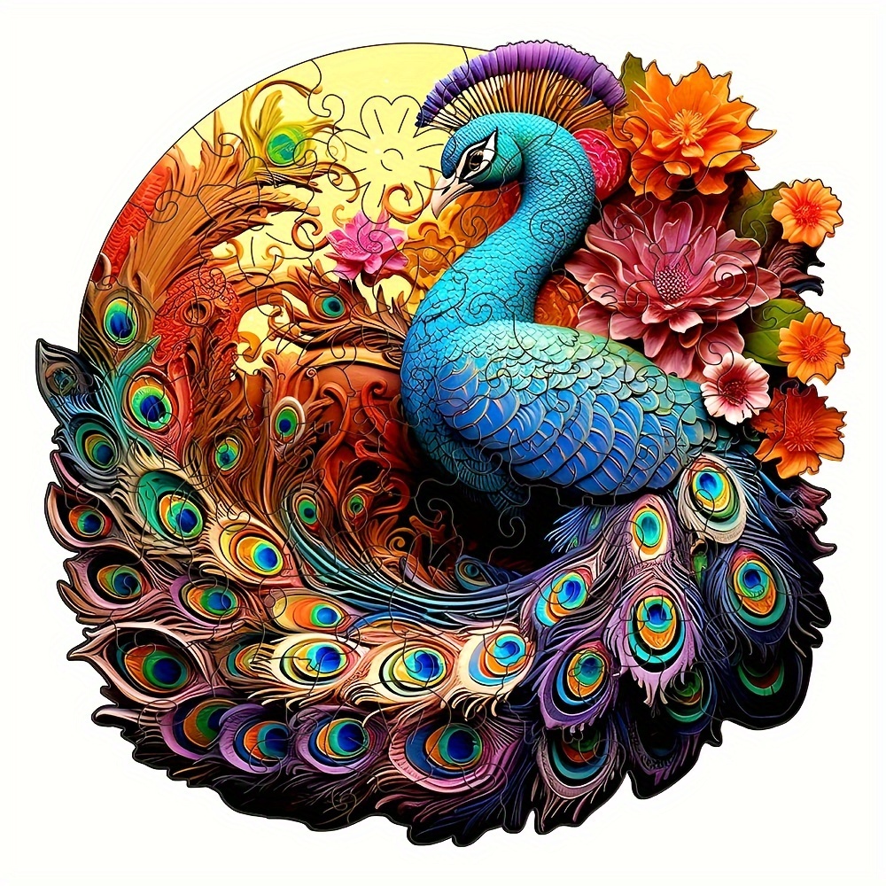Colorful Peacock - Wooden Jigsaw Puzzle
