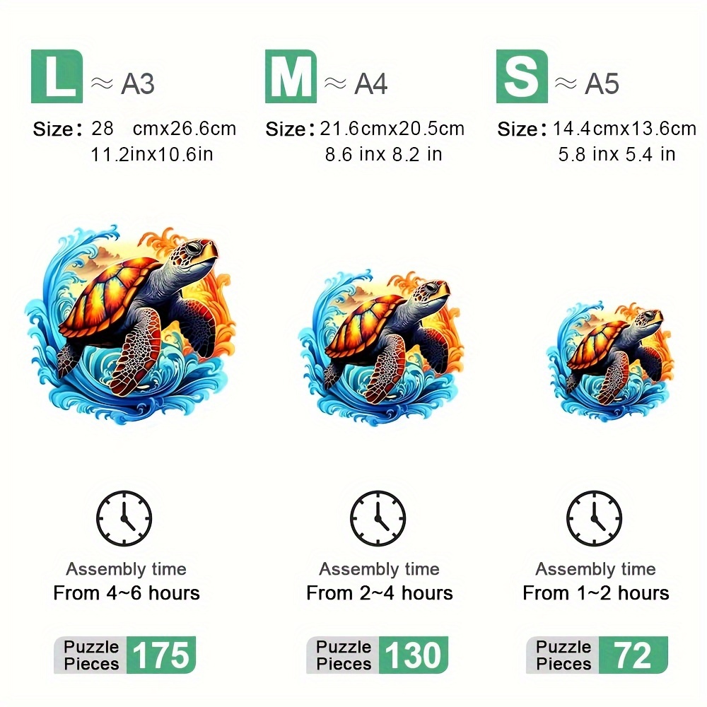 Colorful Turtle - Wooden Jigsaw Puzzles