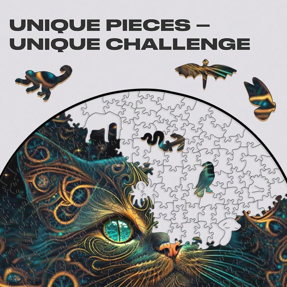 Mysterious Cat - Wooden Jigsaw Puzzle