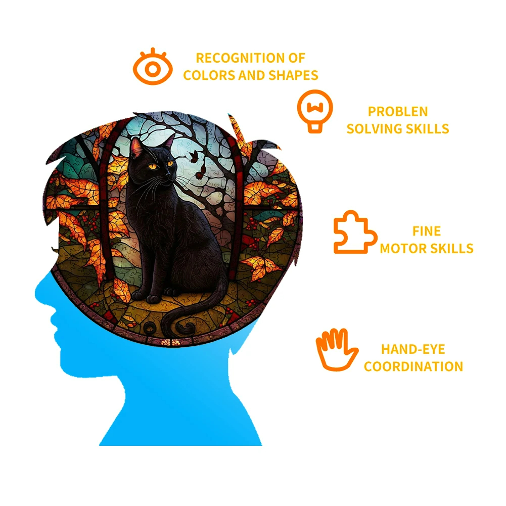 Mysterious Black Cat - Wooden Jigsaw Puzzle