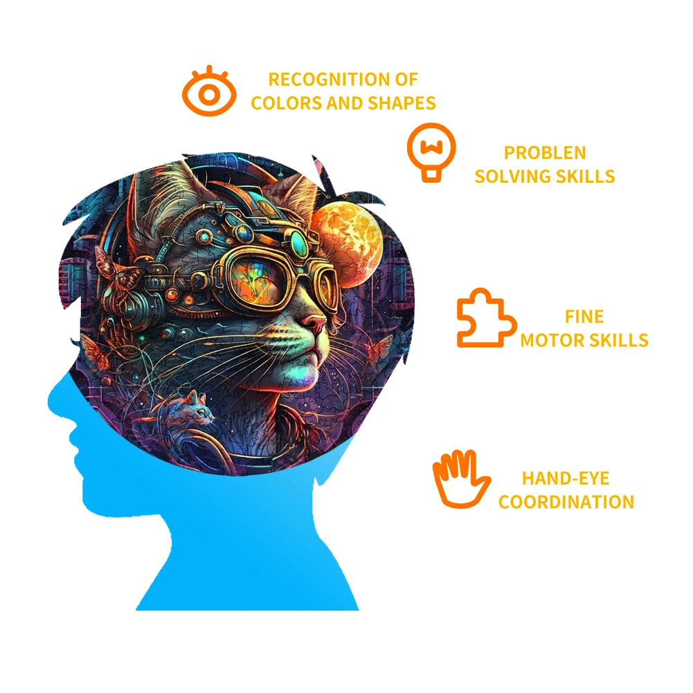 Mechanical Space Cat - Wooden Jigsaw Puzzle