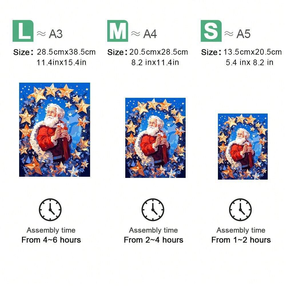 Santa Claus and Stars - Wooden Jigsaw Puzzles