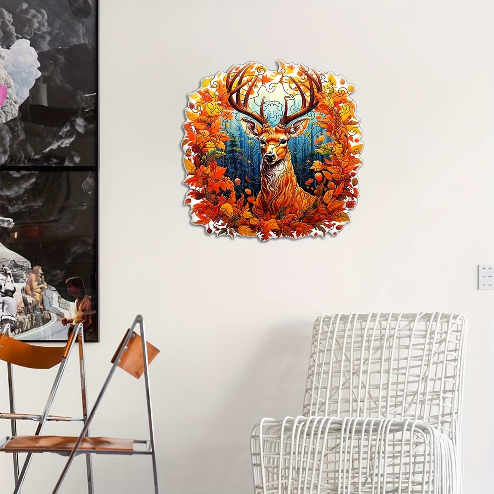 Maple leaves And Elk - Wooden Jigsaw Puzzles