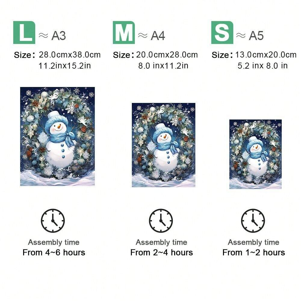 Snowman And Wreath - Wooden Jigsaw Puzzles