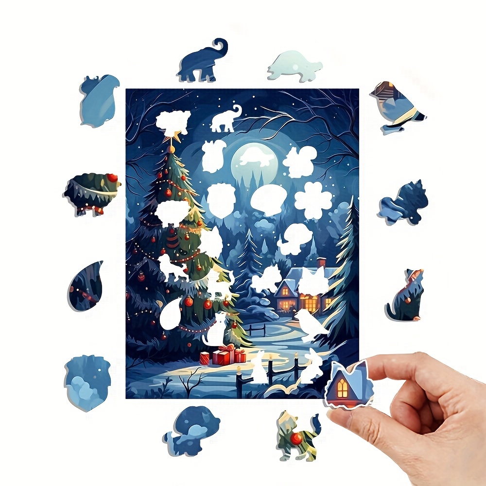 Blue Christmas Eve- Wooden Jigsaw Puzzles