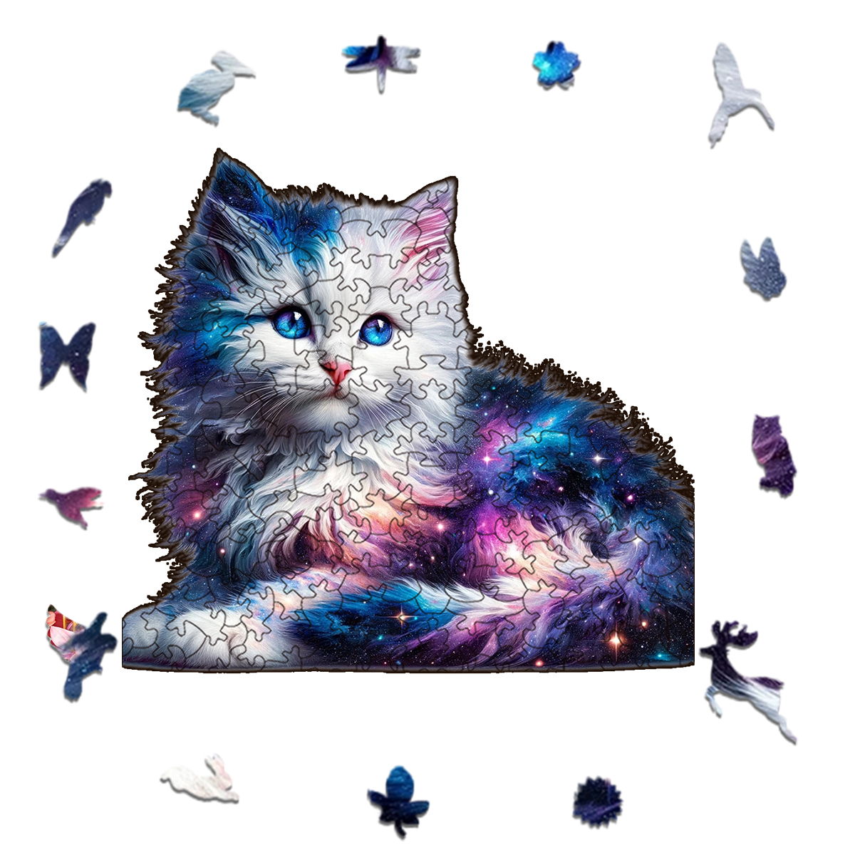 Rubbyoo Cosmic Garden Cat - Wooden Jigsaw Puzzle