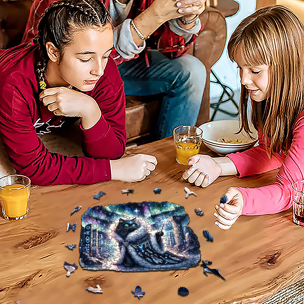 Rubbyoo Majestic Sorcerer Cat | Guardian Of The Arcane - Wooden Jigsaw Puzzle