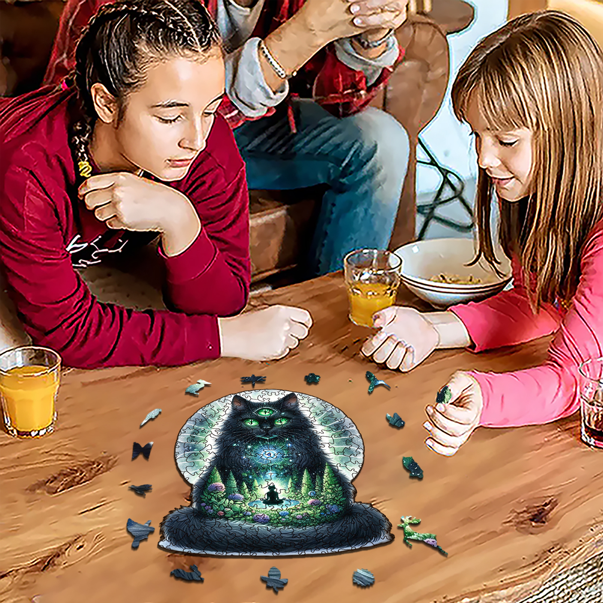 Rubbyoo Majestic Sorcerer Cat | Guardian Of The Arcane -4 Wooden Jigsaw Puzzle