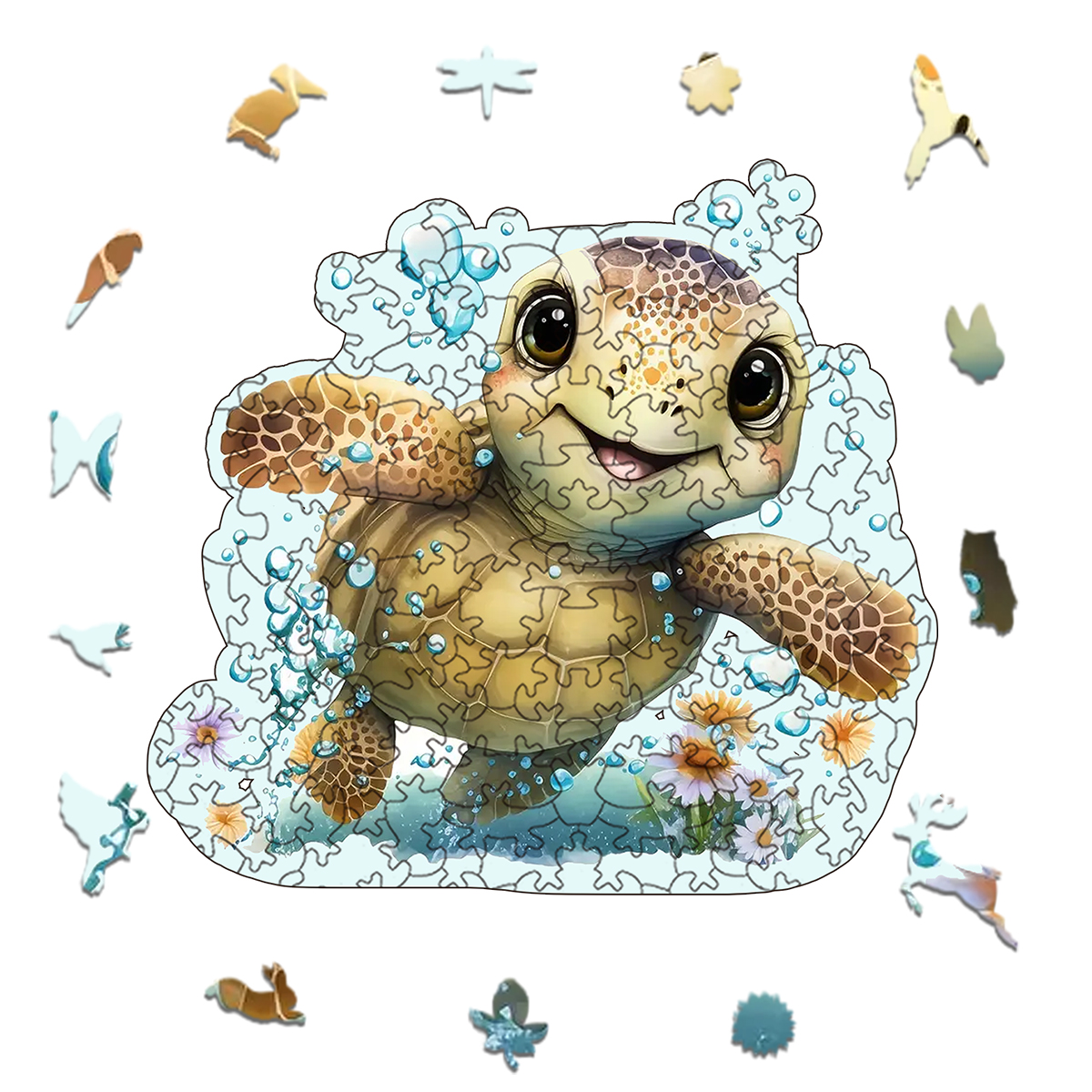 Rubbyoo bany turtle -2 Wooden Jigsaw Puzzle