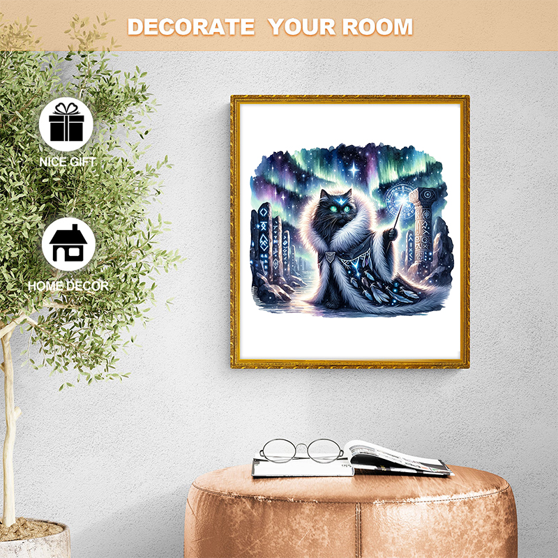 Rubbyoo Majestic Sorcerer Cat | Guardian Of The Arcane - Wooden Jigsaw Puzzle