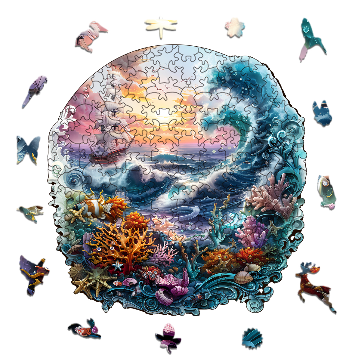 Rubbyoo Vibrant ocean - Wooden Jigsaw Puzzle