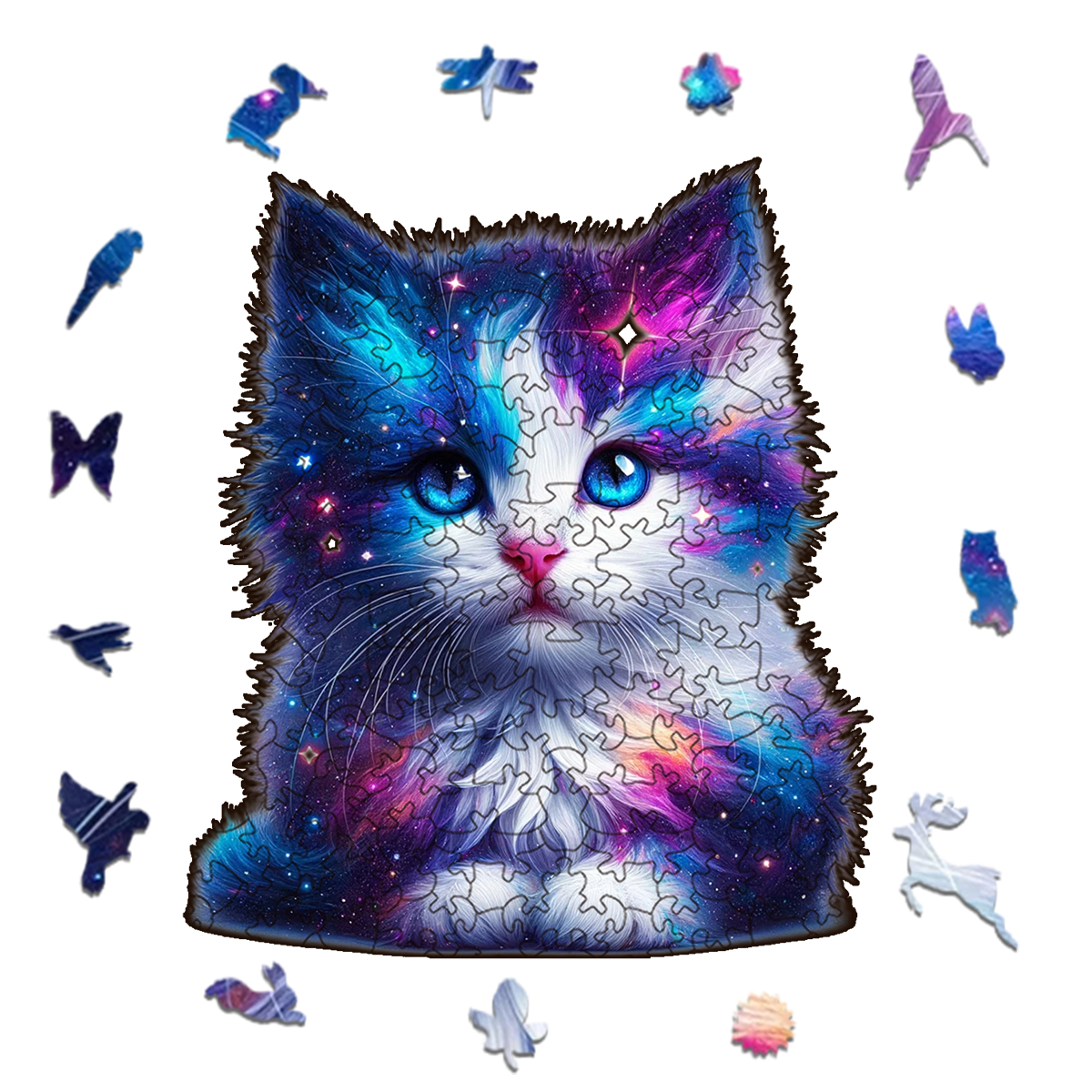 Rubbyoo Cosmic Garden Cat -2 Wooden Jigsaw Puzzle