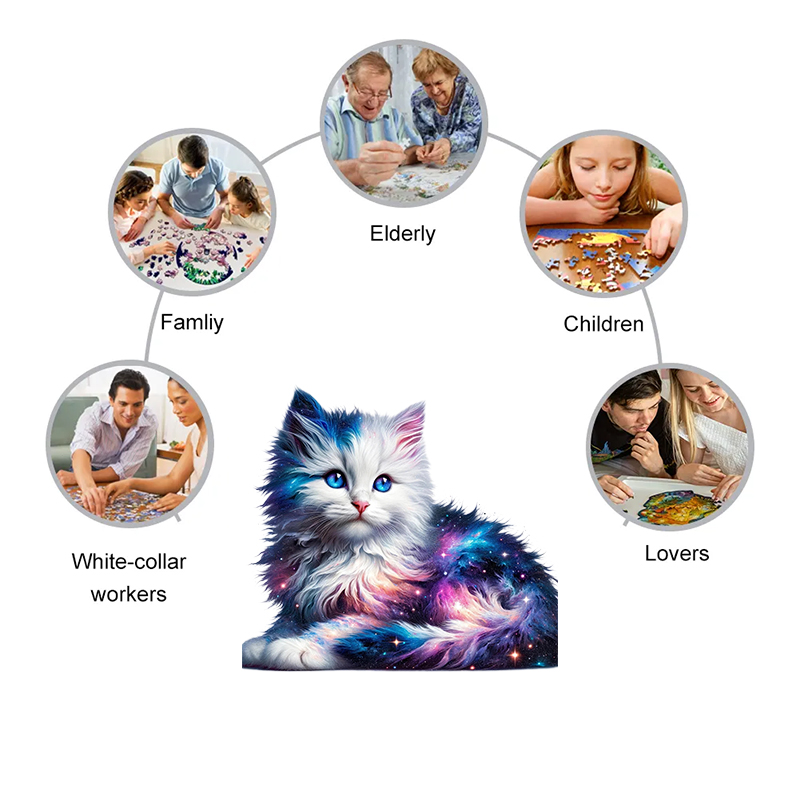 Rubbyoo Cosmic Garden Cat - Wooden Jigsaw Puzzle