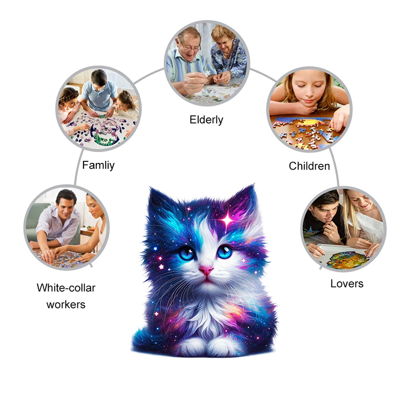 Rubbyoo Cosmic Garden Cat -2 Wooden Jigsaw Puzzle