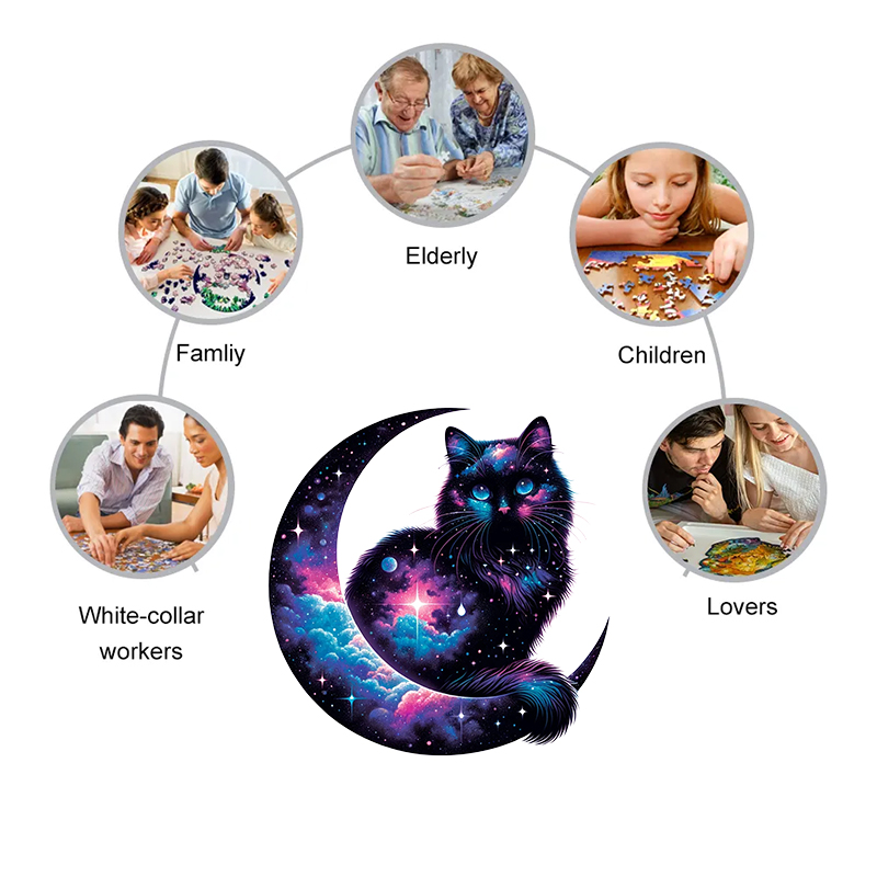 Rubbyoo Cosmic Garden Cat -4 Wooden Jigsaw Puzzle