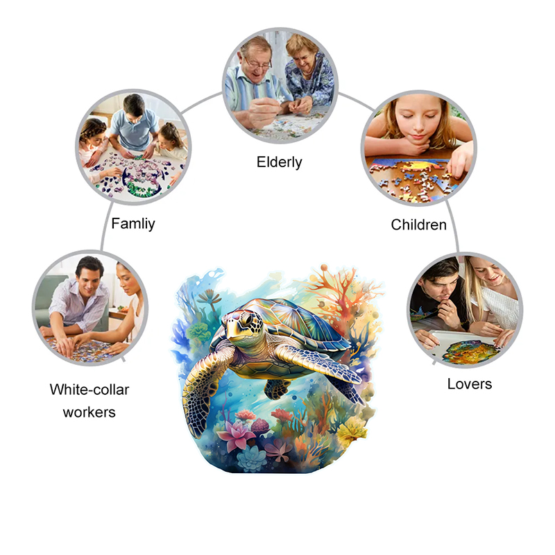 Rubbyoo turtle -2 Wooden Jigsaw Puzzle