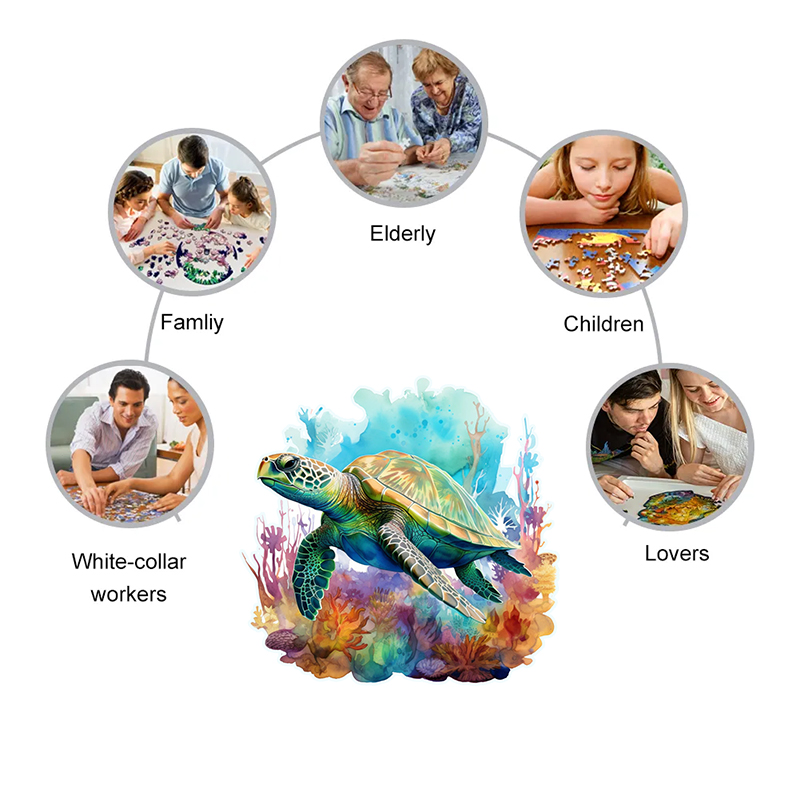 Rubbyoo turtle -3 Wooden Jigsaw Puzzle