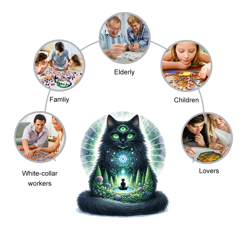 Rubbyoo Majestic Sorcerer Cat | Guardian Of The Arcane -4 Wooden Jigsaw Puzzle