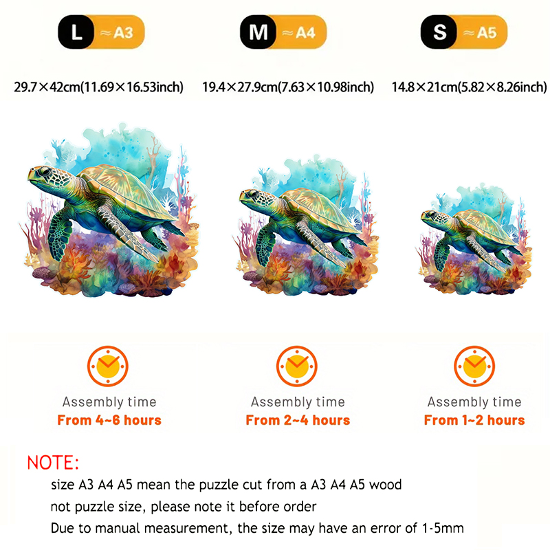 Rubbyoo turtle -3 Wooden Jigsaw Puzzle