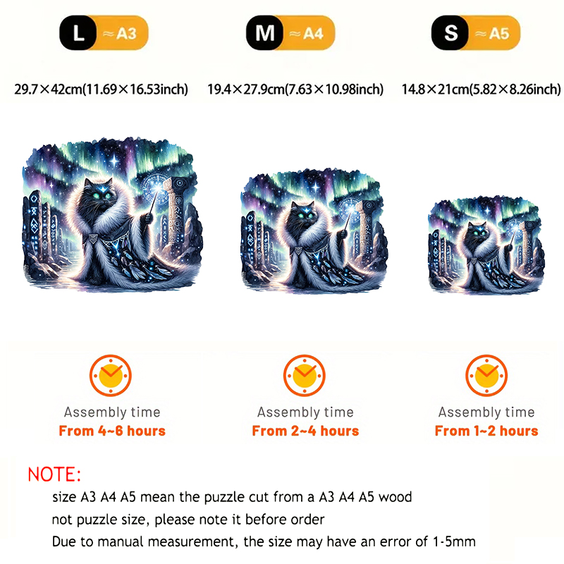 Rubbyoo Majestic Sorcerer Cat | Guardian Of The Arcane - Wooden Jigsaw Puzzle