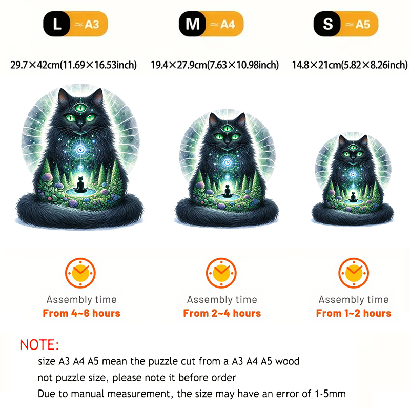 Rubbyoo Majestic Sorcerer Cat | Guardian Of The Arcane -4 Wooden Jigsaw Puzzle