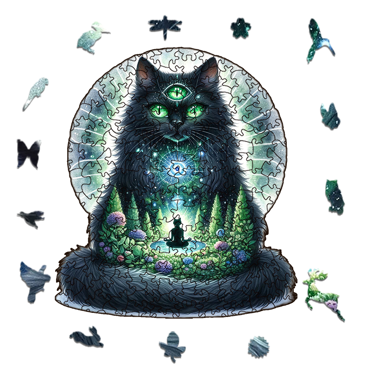 Rubbyoo Majestic Sorcerer Cat | Guardian Of The Arcane -4 Wooden Jigsaw Puzzle