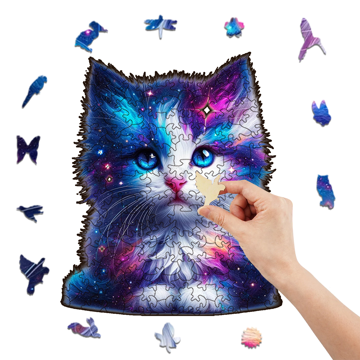 Rubbyoo Cosmic Garden Cat -2 Wooden Jigsaw Puzzle