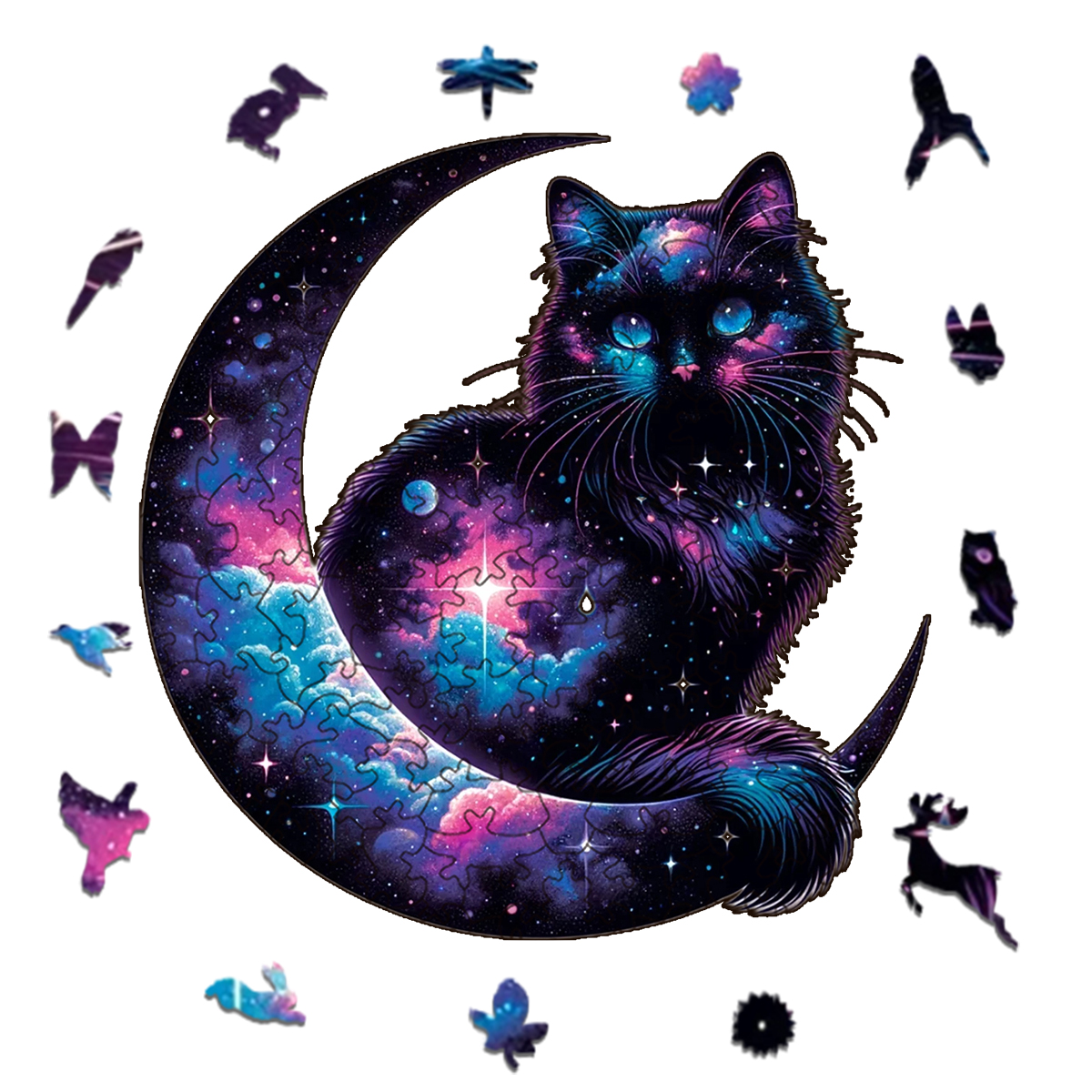 Rubbyoo Cosmic Garden Cat -4 Wooden Jigsaw Puzzle