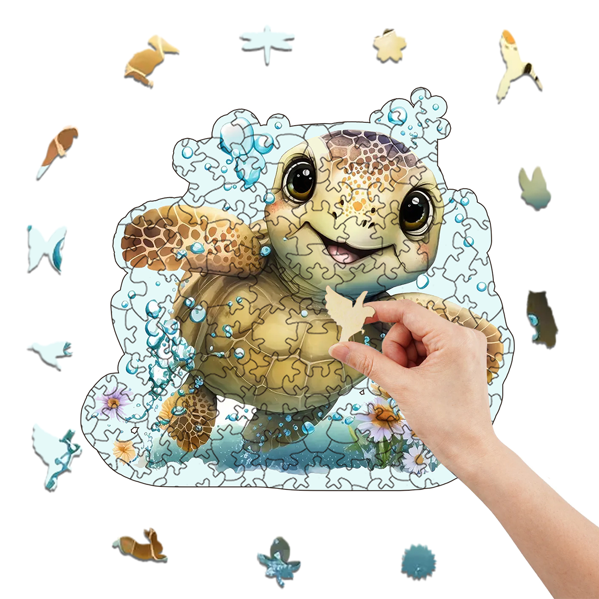 Rubbyoo bany turtle -2 Wooden Jigsaw Puzzle