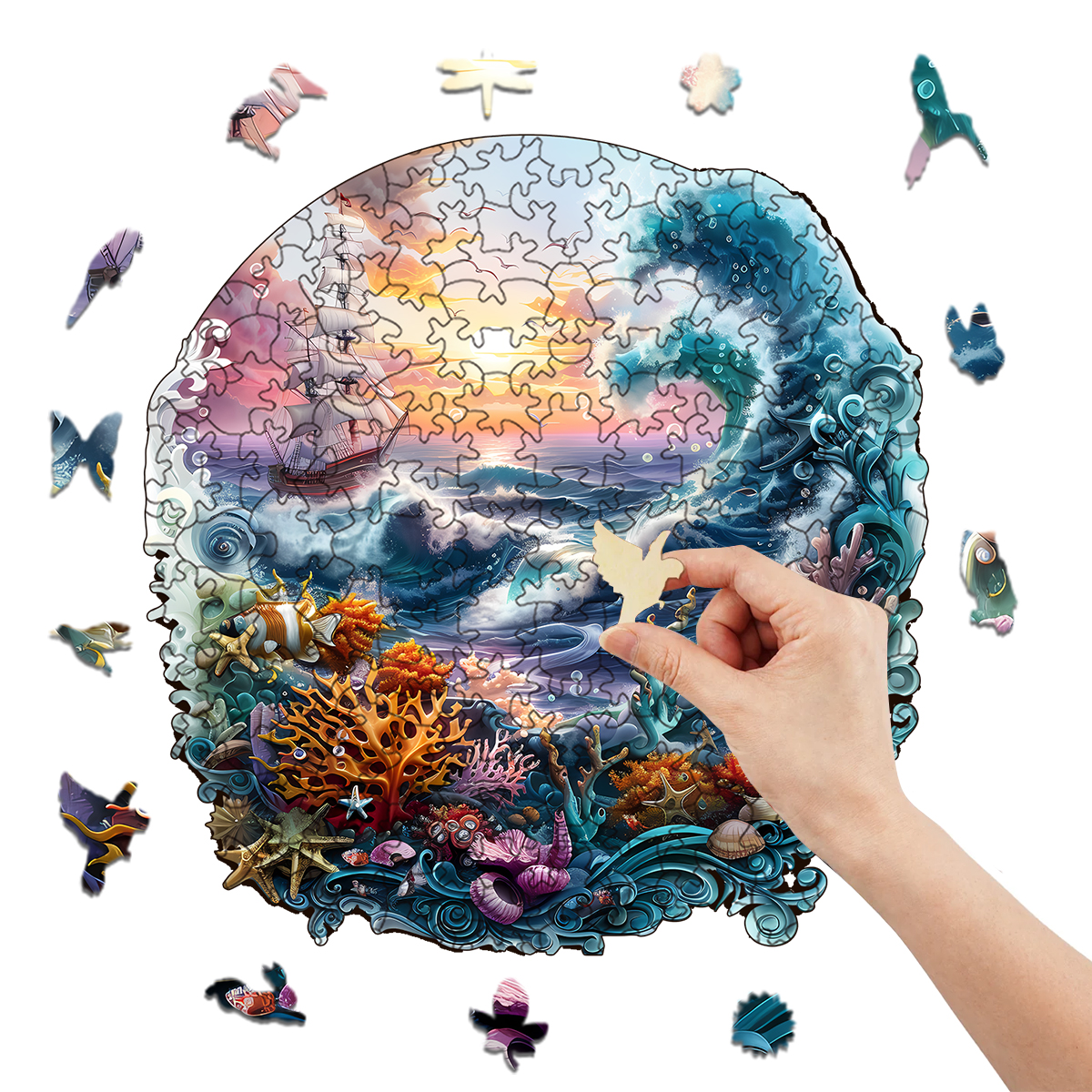 Rubbyoo Vibrant ocean - Wooden Jigsaw Puzzle