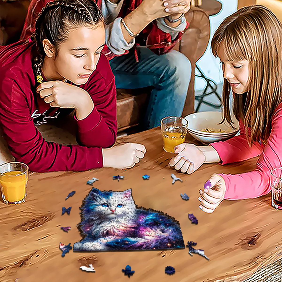 Rubbyoo Cosmic Garden Cat - Wooden Jigsaw Puzzle