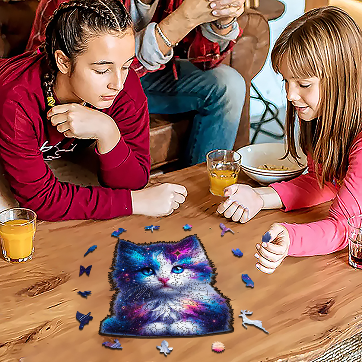 Rubbyoo Cosmic Garden Cat -2 Wooden Jigsaw Puzzle