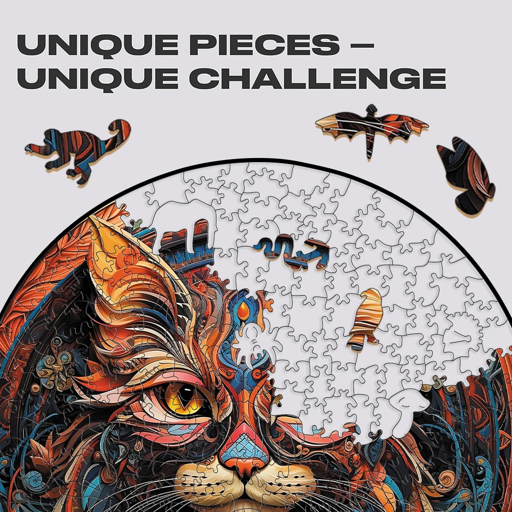 Mysterious Cat - Wooden Jigsaw Puzzle