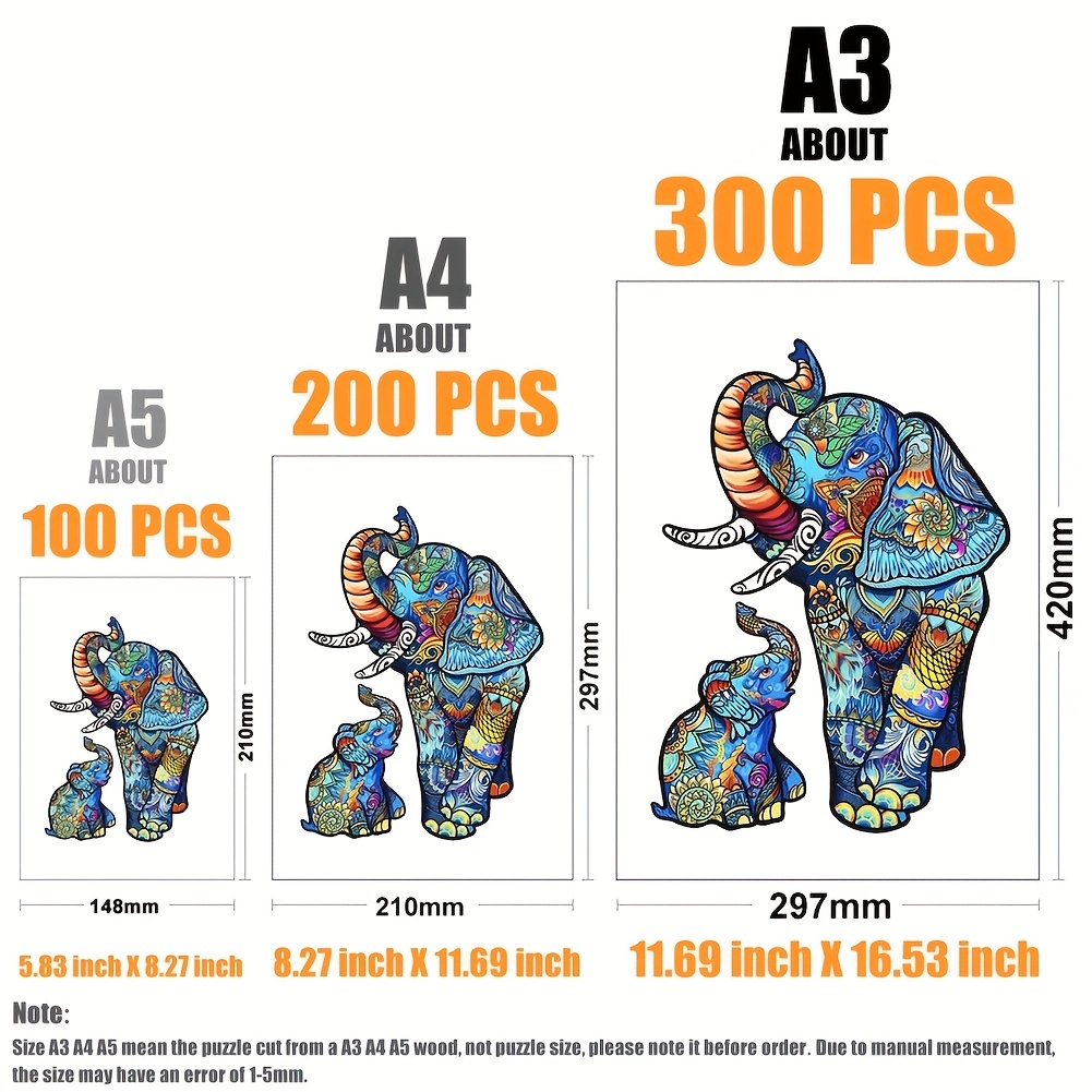 Elephant Mother And Child - Wooden Jigsaw Puzzle