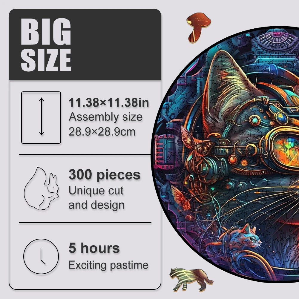 Mechanical Space Cat - Wooden Jigsaw Puzzle
