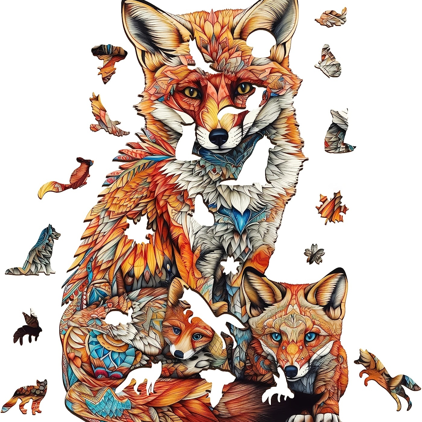 Warm Fox Family - Wooden Jigsaw Puzzle