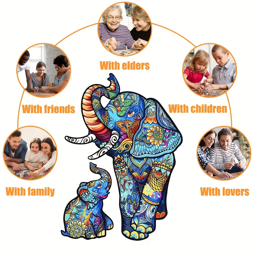 Elephant Mother And Child - Wooden Jigsaw Puzzle