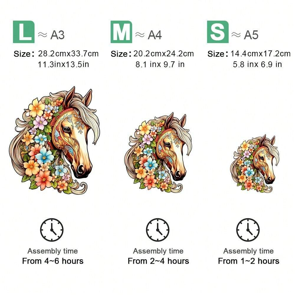 Flower With Horse - Wooden Jigsaw Puzzles