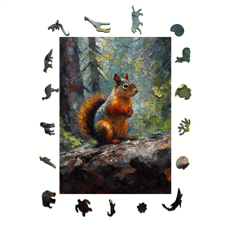 Rubbyoo Squirrel - Wooden Jigsaw Puzzle 