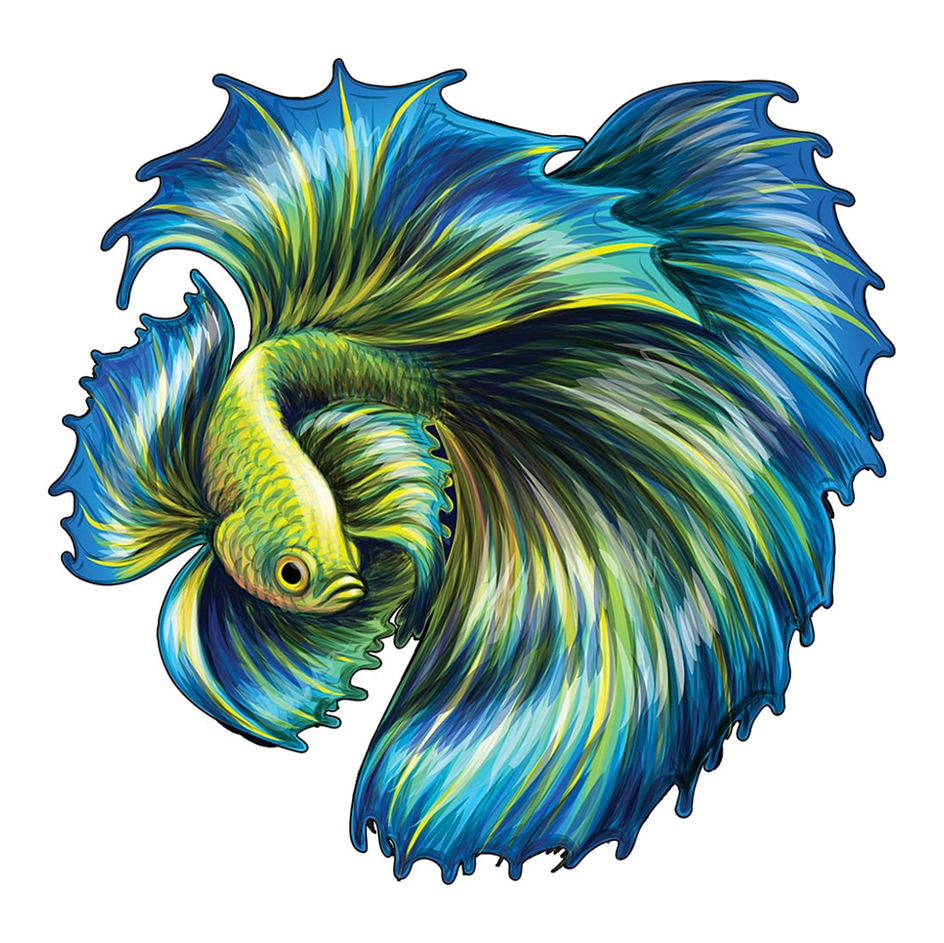 Fighting Fish ‘Blue Double Tail’ - Wooden Jigsaw Puzzle